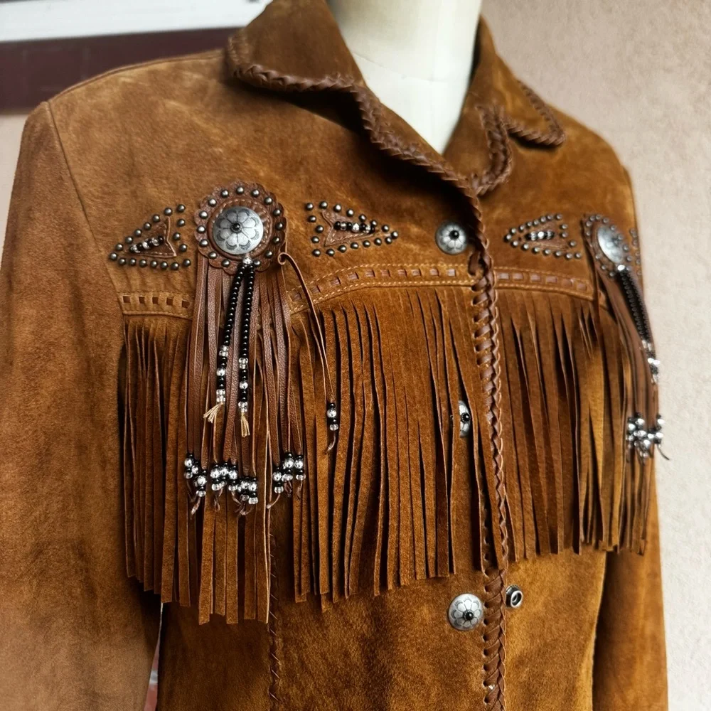 Scully Tan Suede Fringe Leather Jacket - Picture 1 of 15